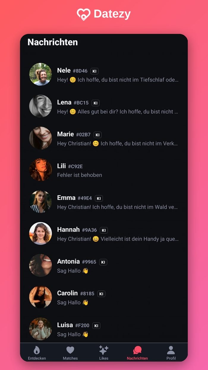 Nachrichten und Chats mit Matches